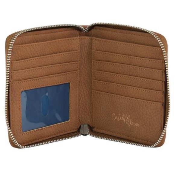 NEW - Catchfly Western Womens Wallet Studs Turq Concho Tan 2186559W RFID - Picture 2 of 7